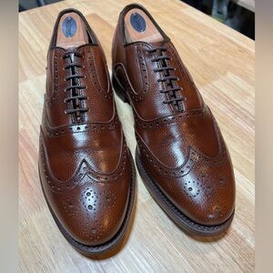 Allen Edmonds McClain Men’s Pebble Grain Brown Wingtip Oxfords Sz 8E Made USA